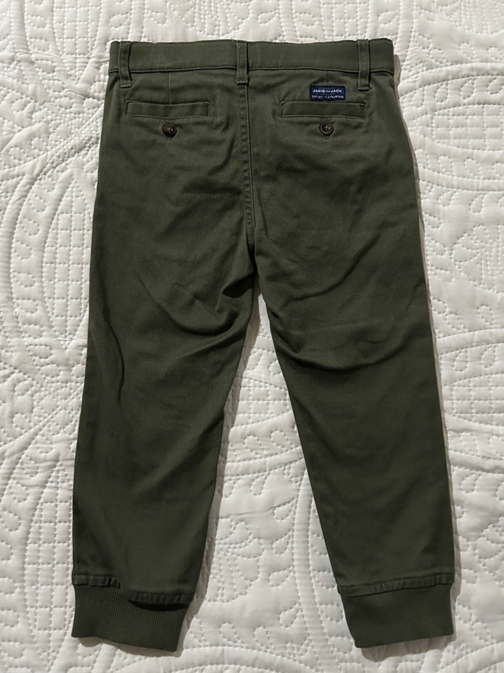 Janie and Jack Olive Green Chino Jogger pants Sz: 3 - Picture 3 of 6